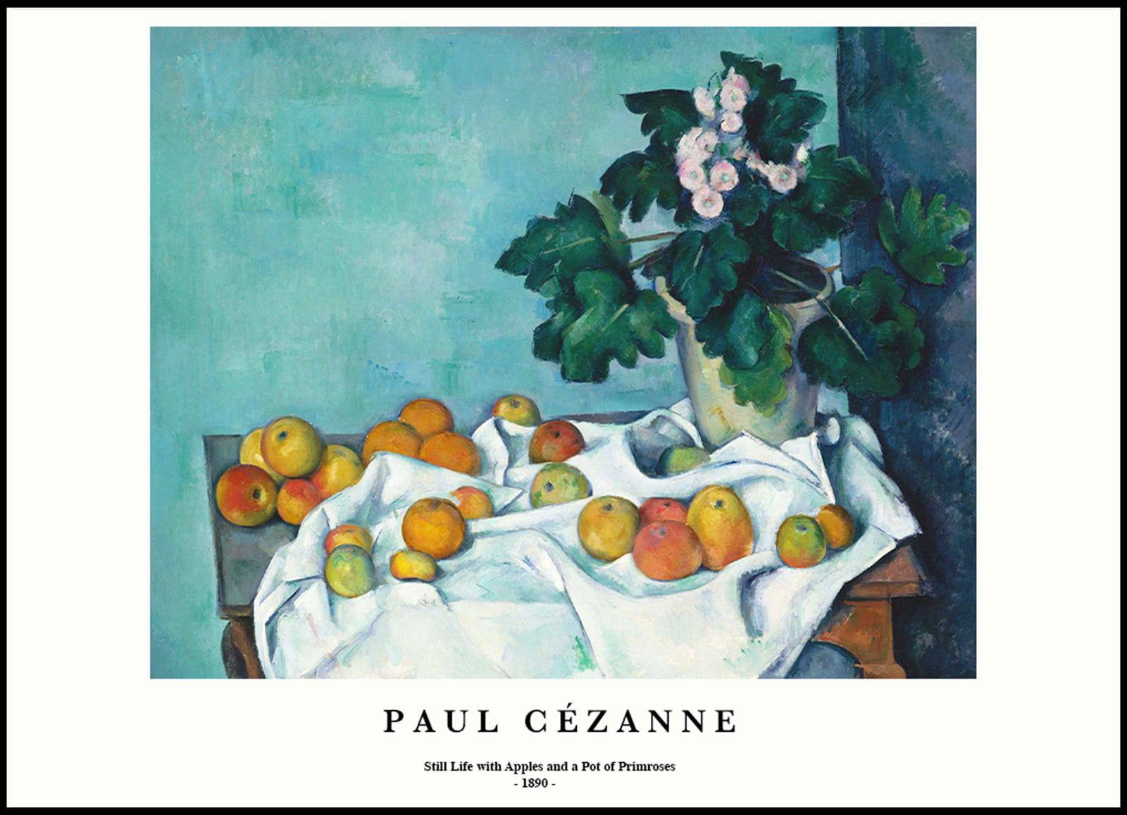 Paul Cezanne - Still Life with Apples and a Pot of Primroses Poster ...