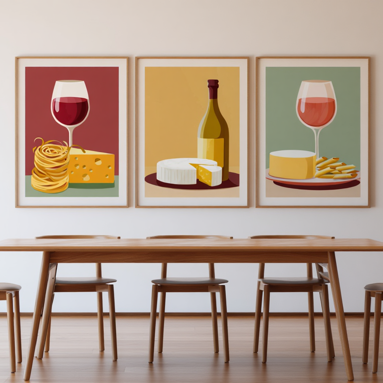 Wine & Cheese Bundle – 3-Piece Art Set