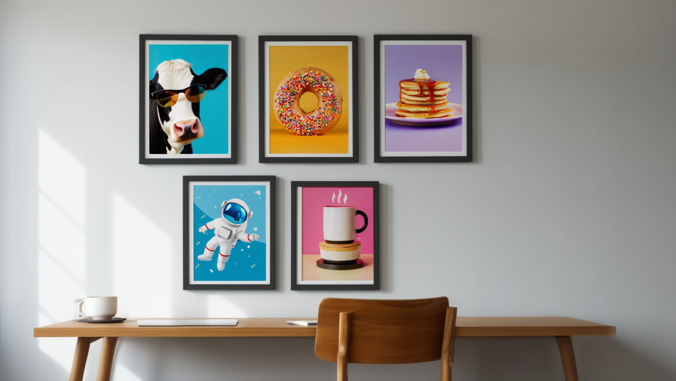 Vibrant Playful Wall Art – Bedroom Pop Art Set of 5