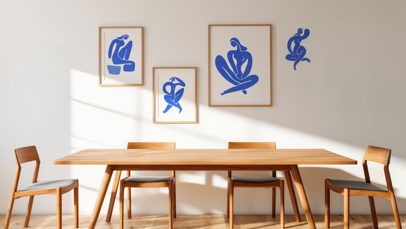 Blue Matisse Line Art – Set of 4 Modern Prints