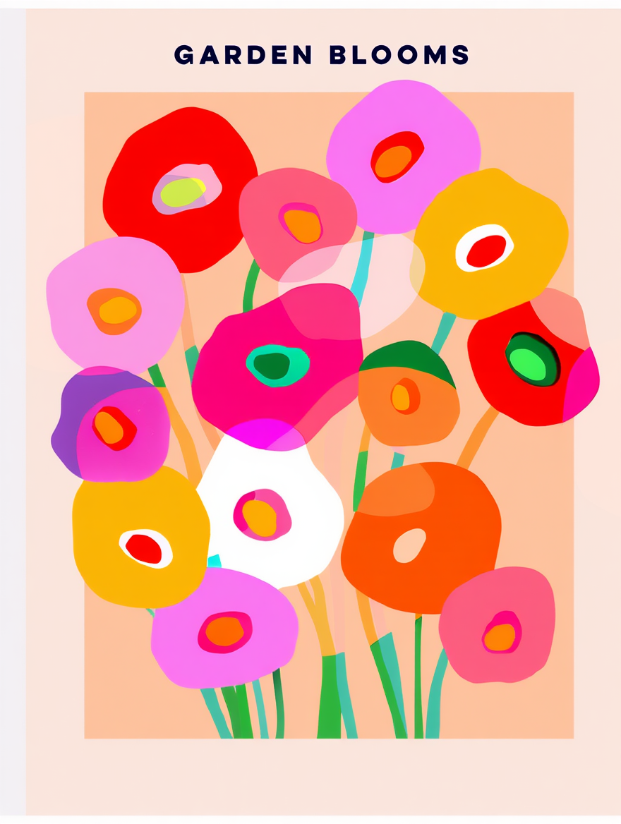 Garden Blooms Poster – Floral Wall Art for Modern Interiors
