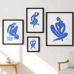 Blue Matisse Line Art – Set of 4 Modern Prints - Hakyarts