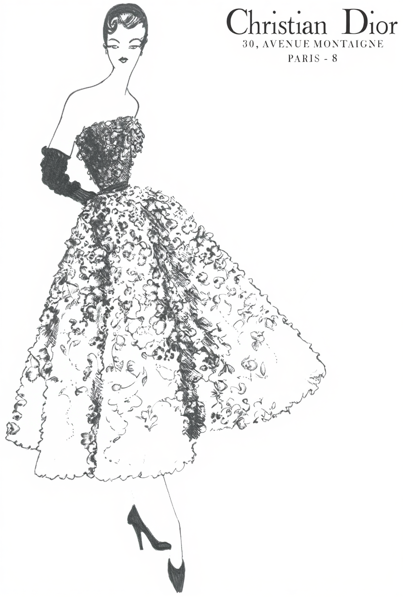 Vintage Dior Illustration Poster | Classic Fashion Art Print