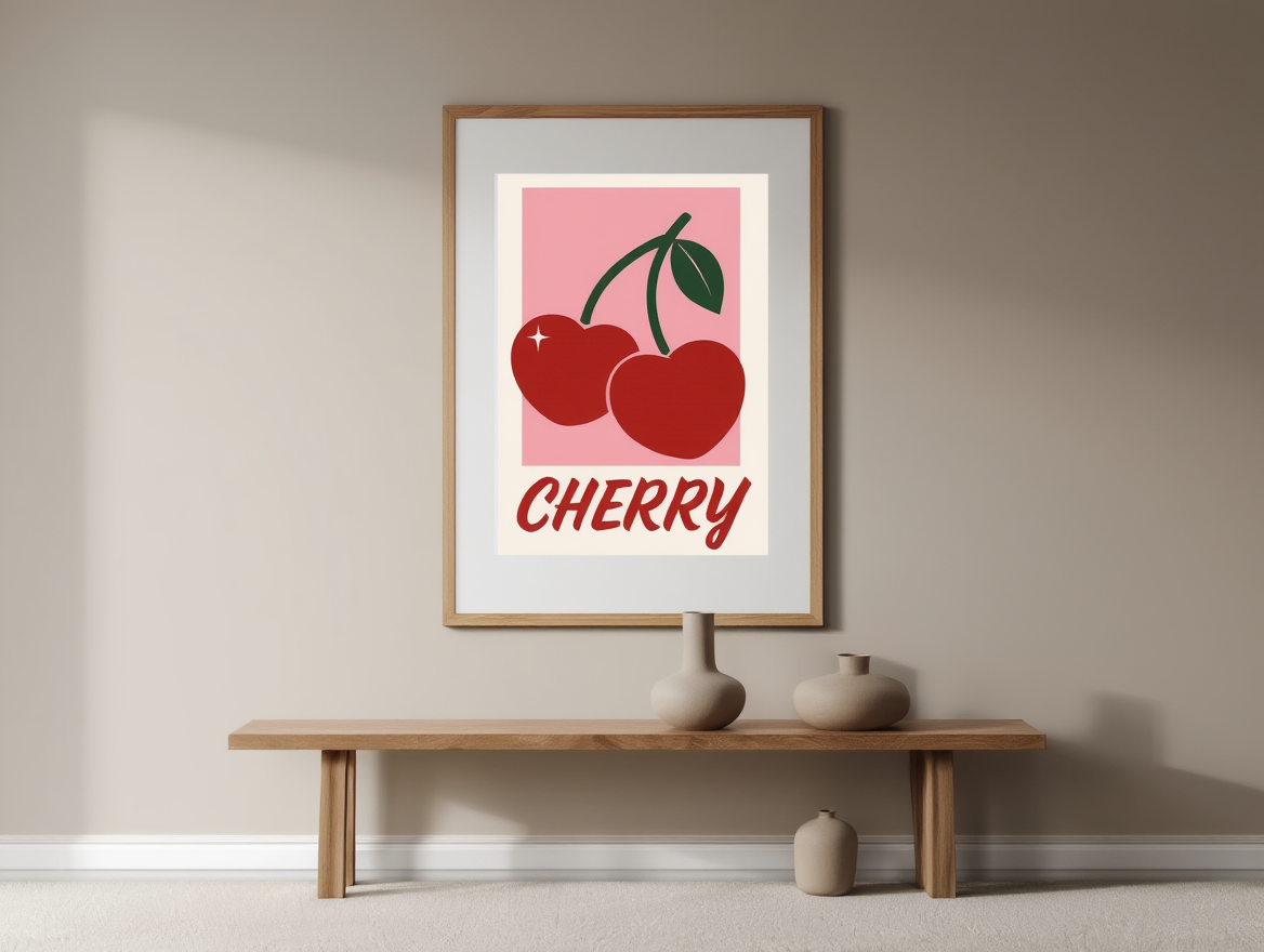 Cherry Pop Poster – Vibrant Fruit Wall Art for Kitchen & Living Room Decor