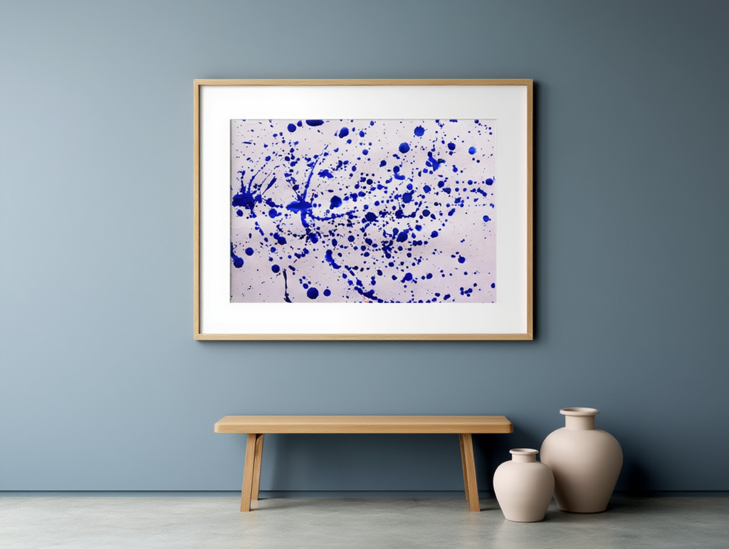 Pollock Inspired Blue Splash Poster