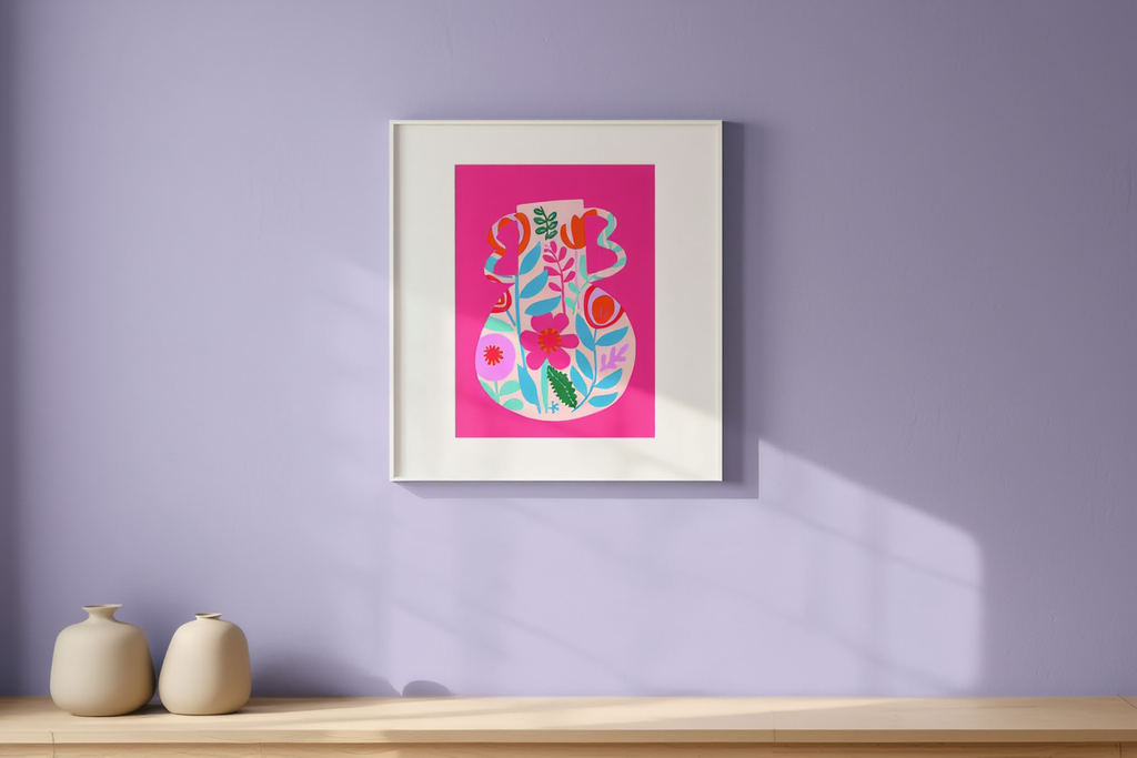 Pink Floral Vase Poster