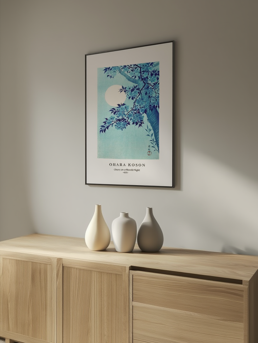 Ohara Koson – Cherry on a Moonlight Night – Iconic Japanese Nature Art Print