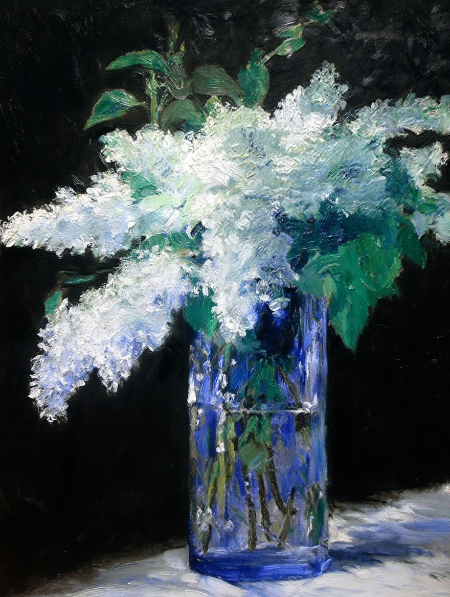 White Lilacs in a Glass Vase – Édouard Manet Poster | Impressionist Floral Still Life Art Print
