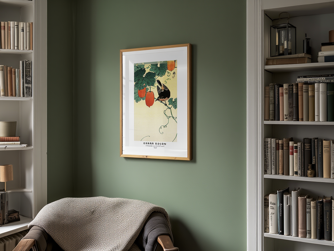 Ohara Koson - A Flycatcher with Cucumber Bush Poster