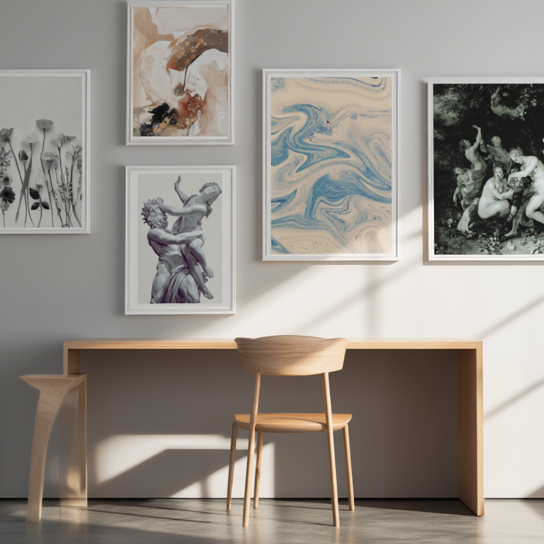 Vintage Floral Lines – 5-Piece Minimalist Wall Art Set