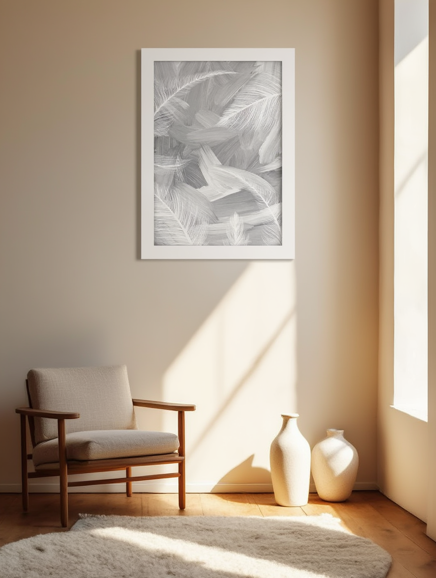 Black and White Plumes Poster