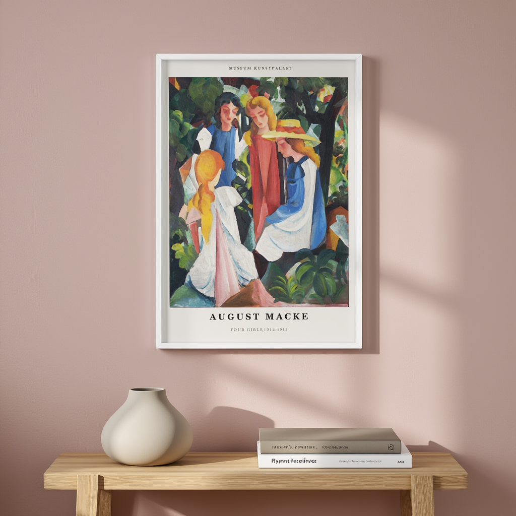 Four Girls by August Macke, 1912–1913 – Expressionist Art Print | German Modernist Wall Decor