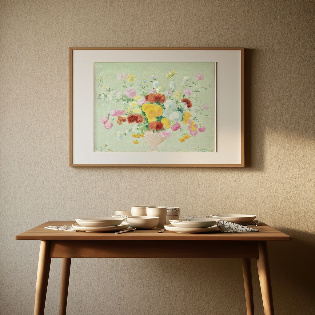 Dahlias et Tournesols Pompons – Vintage Floral Art Print by Achille Laugé, 1919