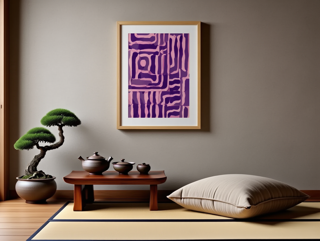Geometric Maze Bold Purple Abstract Art Poster