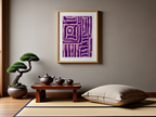 Geometrisk Labyrint Fed Lilla Abstrakt Kunst Plakat