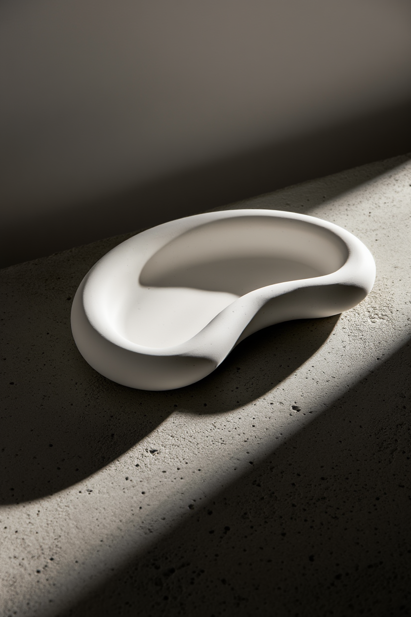 Minimalist Pea Moon Plaster Storage Tray – White Cream  Home Decor