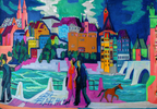 View of the Basel and the Rhine – Ernst Ludwig Kirchner Poster | Expressionist Urban & Landscape Art Print - Hakyarts