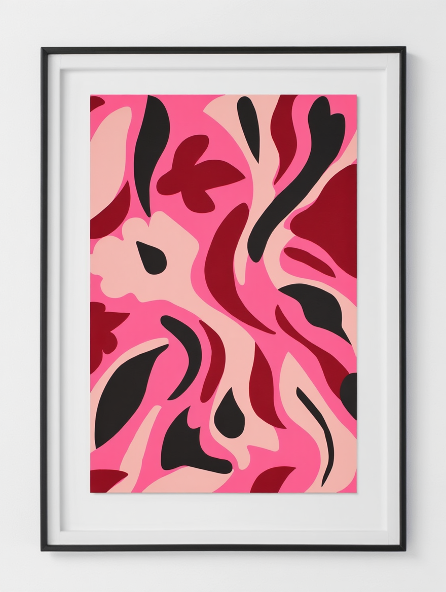 Matisse-Inspired Flower Tiger Coral Pink – Abstract Vintage Posters