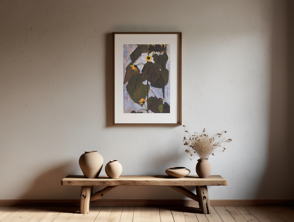 Egon Schiele – Sunflower, 1908 – Expressionist Floral Art Print | Modernist Wall Decor