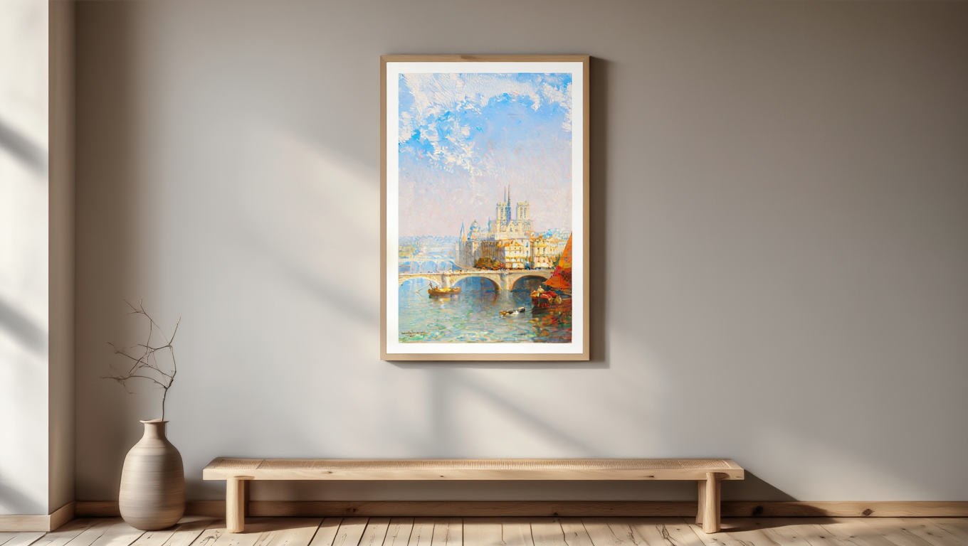 Paris with Notre Dame – Arthur Joseph Meadows Art Print | 19th-Century French Cityscape Poster