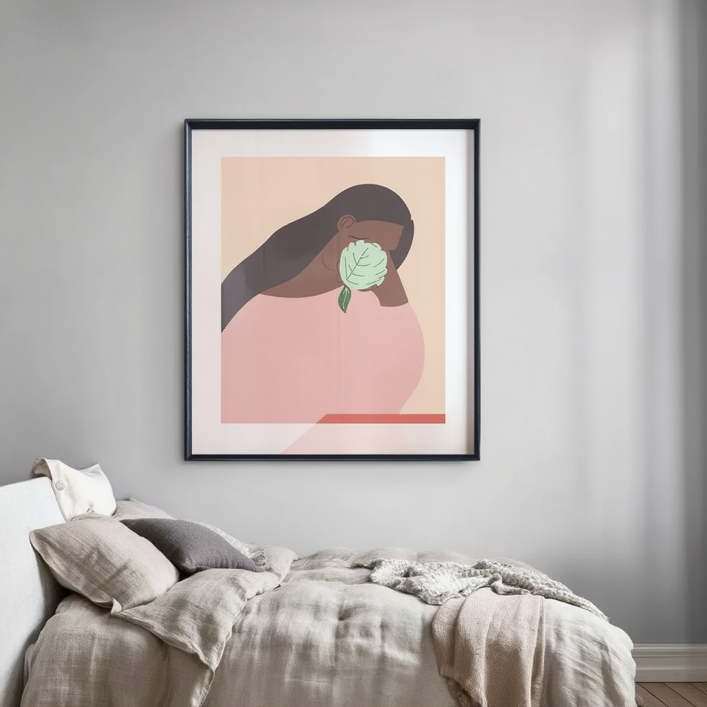 Elegant Woman with Flower – Figurative Art Print