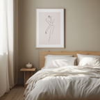 Affiche d'art au trait représentant une figure féminine – Impression murale minimaliste