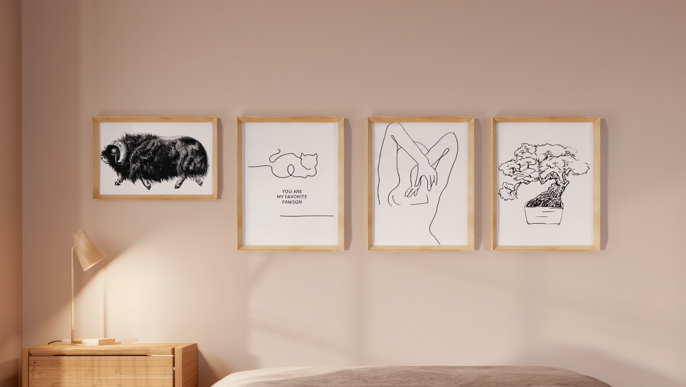 Contemporary Minimalist Wall Art – 4 Print Set