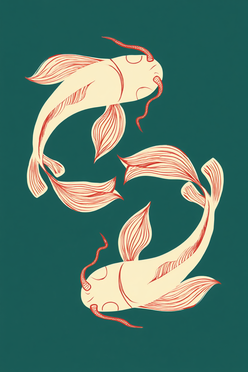 Green Koi Fish – Minimalist Japanese-Inspired Art Print for Contemporary Interiors