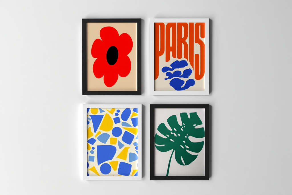 4 Prints – Colorful Mixed Floral Abstract Art Collection
