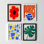 4 Prints – Colorful Mixed Floral Abstract Art Collection - Hakyarts