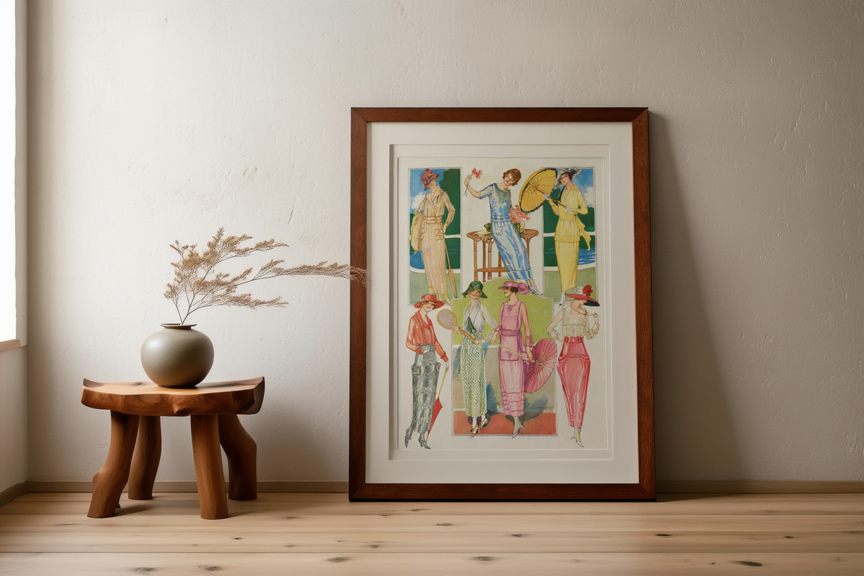 Parisian Street Life – Vintage Illustration Poster Print | Romantic Old Paris Wall Art