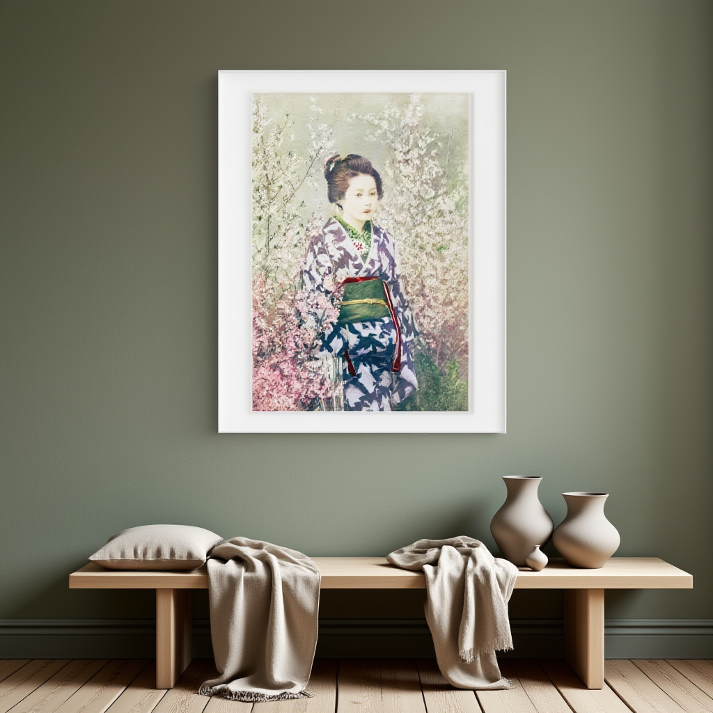 Ogawa Kazumasa - Geisha and Cherry Blossom