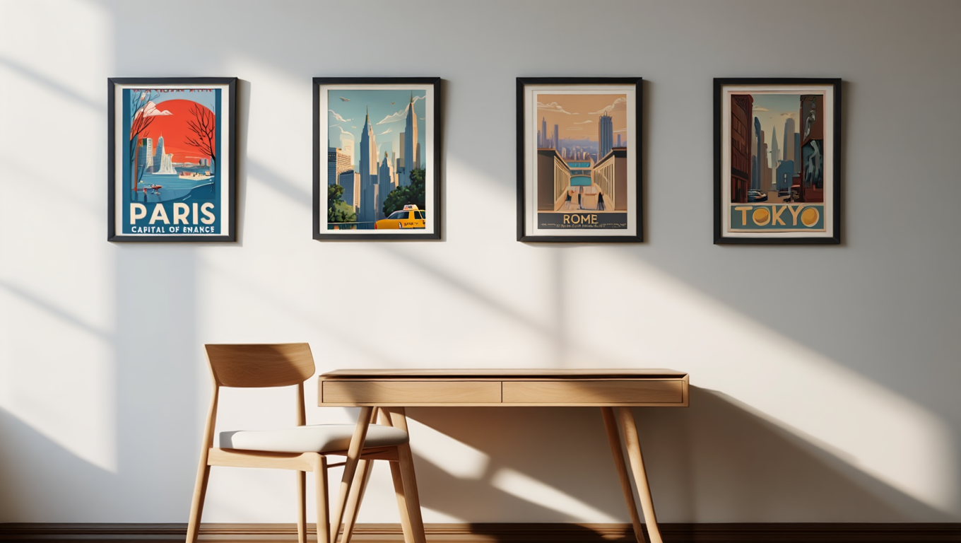 Vintage Travel Collection – Living Room Set of 4 Prints