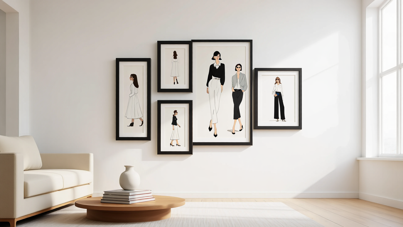 Nordic Woman Art Set – Scandinavian Living Room Set of 5