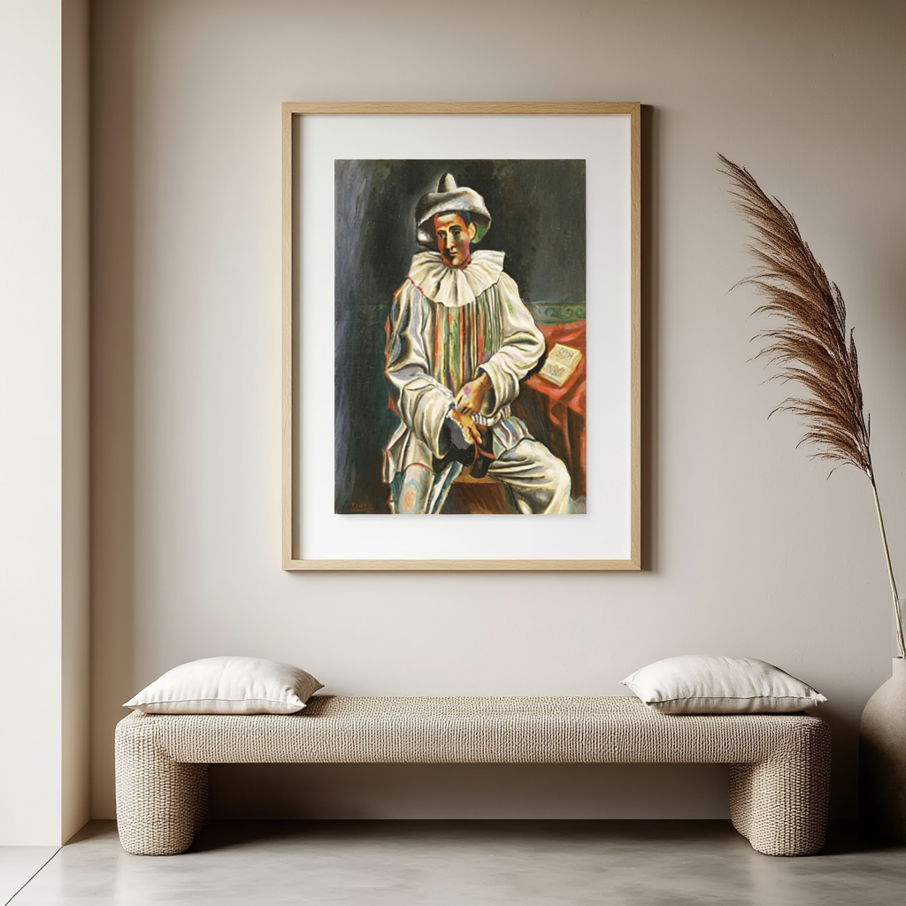 Pierrot by Pablo Picasso – Vintage Spanish Cubist/Neo-Classical Art Print