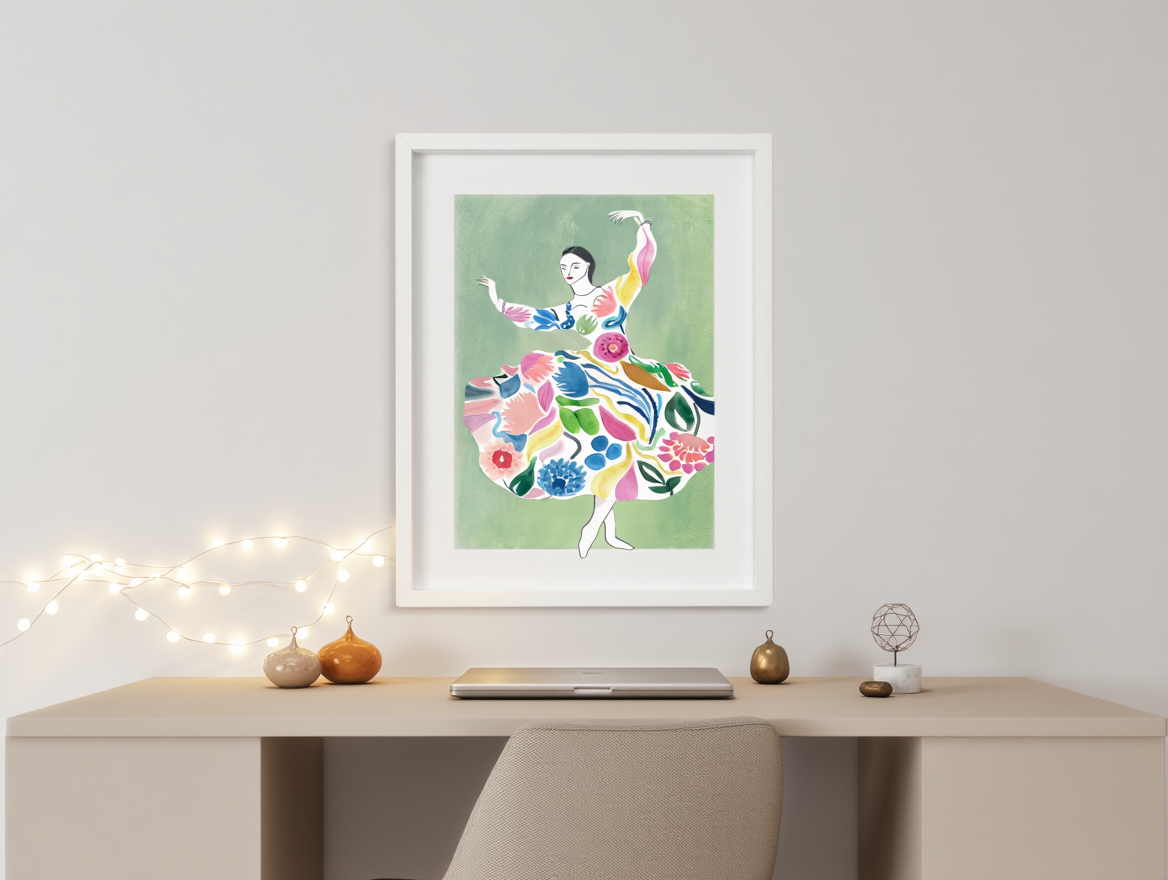 Dancing Woman – Christmas Living Room Art Print