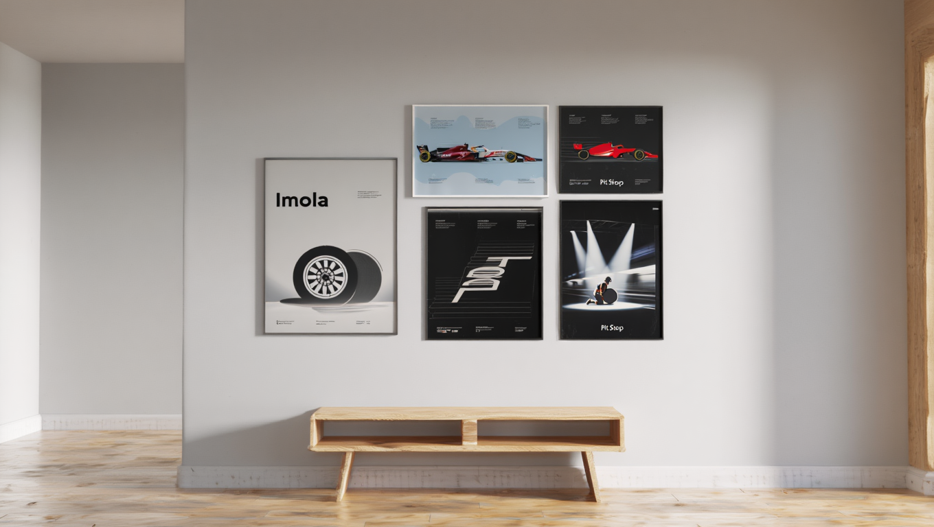 Nordic F1 Motorsport Gallery – Light Grey Scandinavian Living Room Set of 4