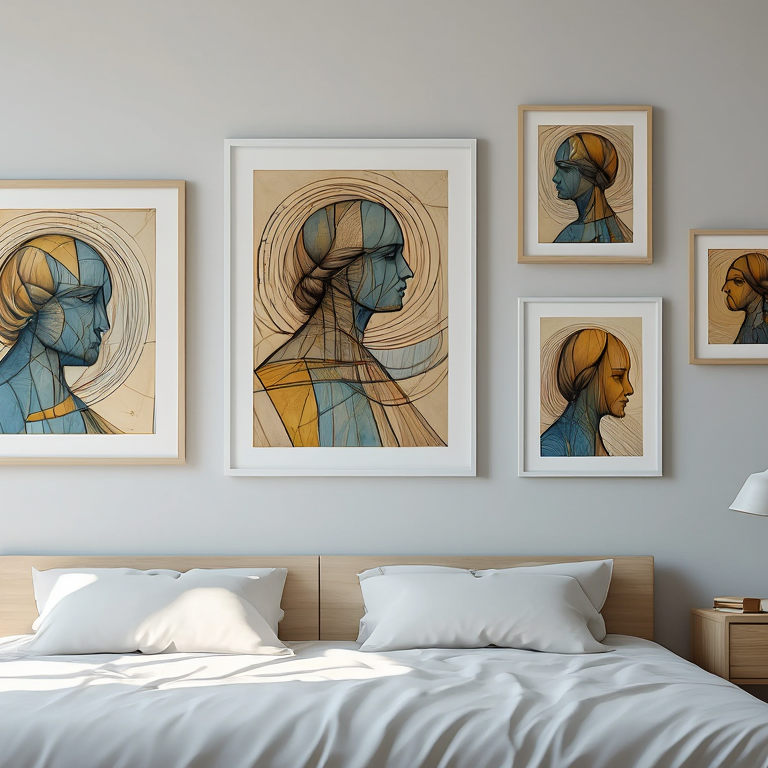 Da Vinci Abstract – Bedroom Set of 5 Inspired Prints
