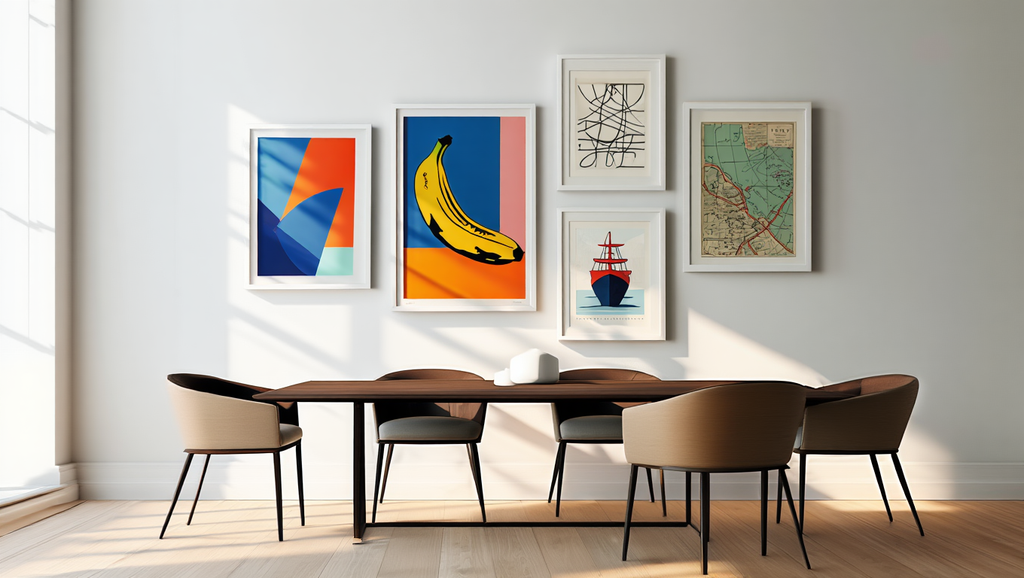 Mixed Abstract Pop Vintage Collection – Dining Room Set of 5