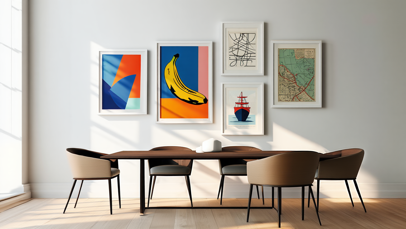 Mixed Abstract Pop Vintage Collection – Dining Room Set of 5