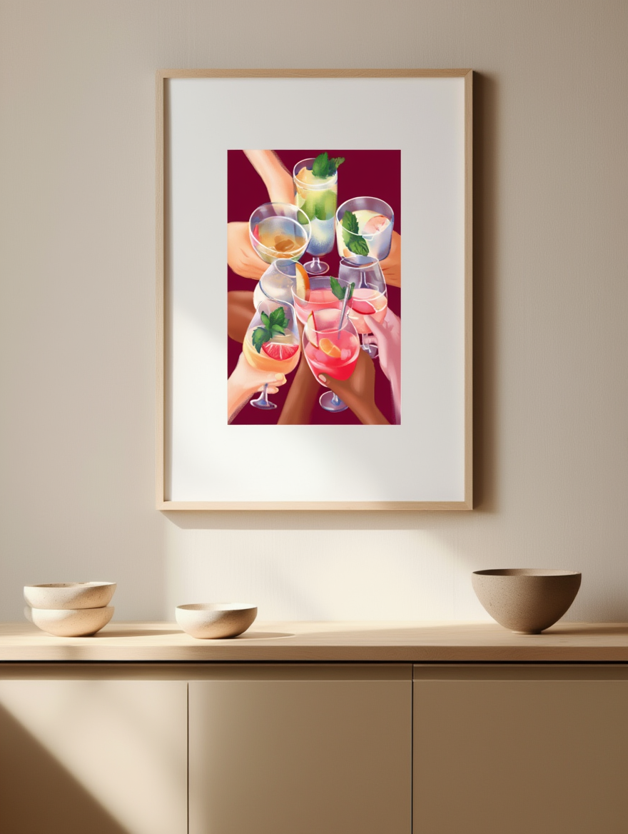 Cocktails with Friends – Modern Lifestyle Art Print