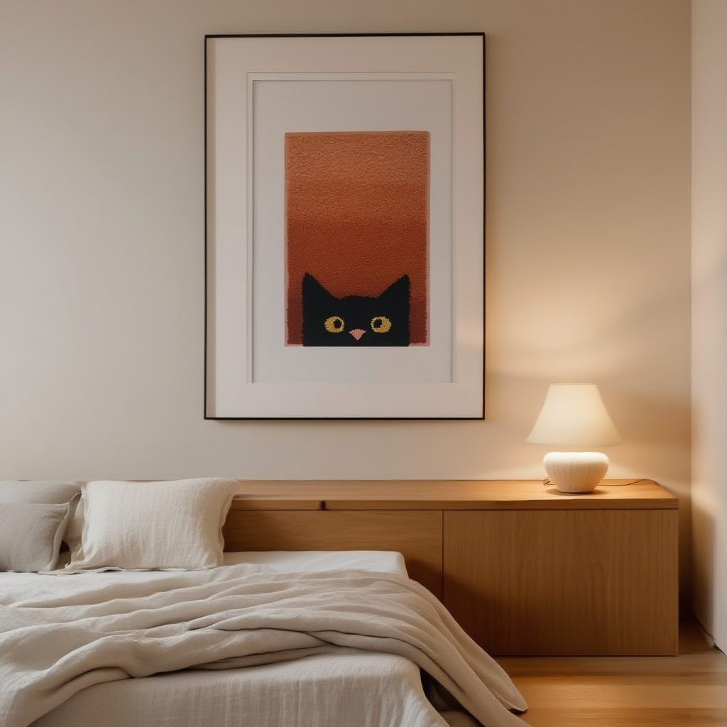 Purrfect Patch – Cozy Cat on Rug Illustration