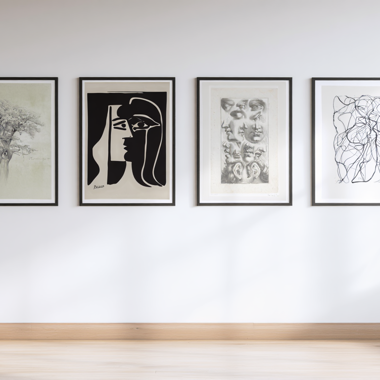 Sleek Lines – Set of 4 Black & White Art Prints