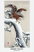 Eagle Under Snow – Ohara Koson Poster | Japanese Nature Art Print - Hakyarts