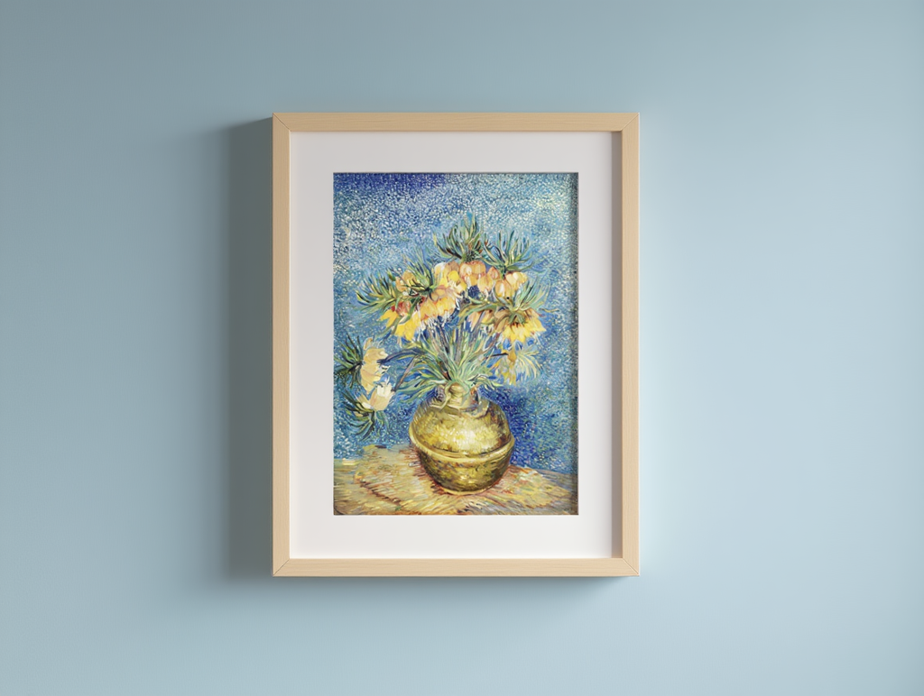Imperial Fritillaries in a Copper Vase | Elegant Floral Still Life Art Print |