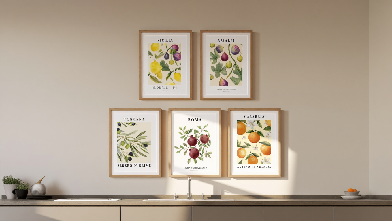 5 Italian Fruits Prints – Colorful Kitchen & Dining Wall Art