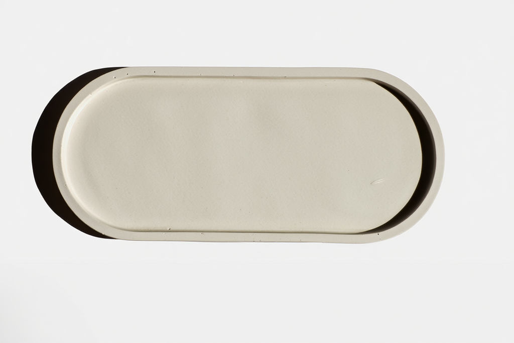 Minimalist Large Oval Tray – White Cream Home Decor