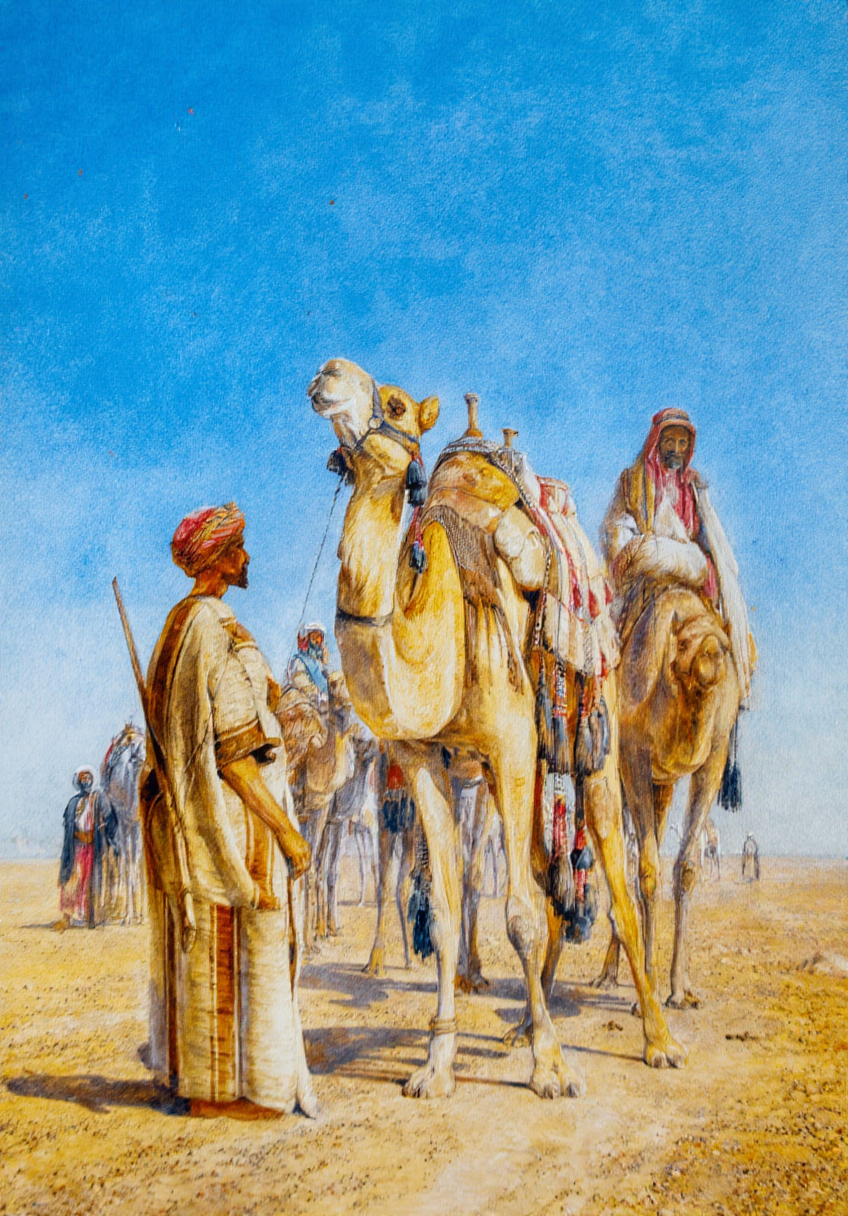Halt in the Desert by John Frederick Lewis – 19th-Century Orientalist Figurative Art Print