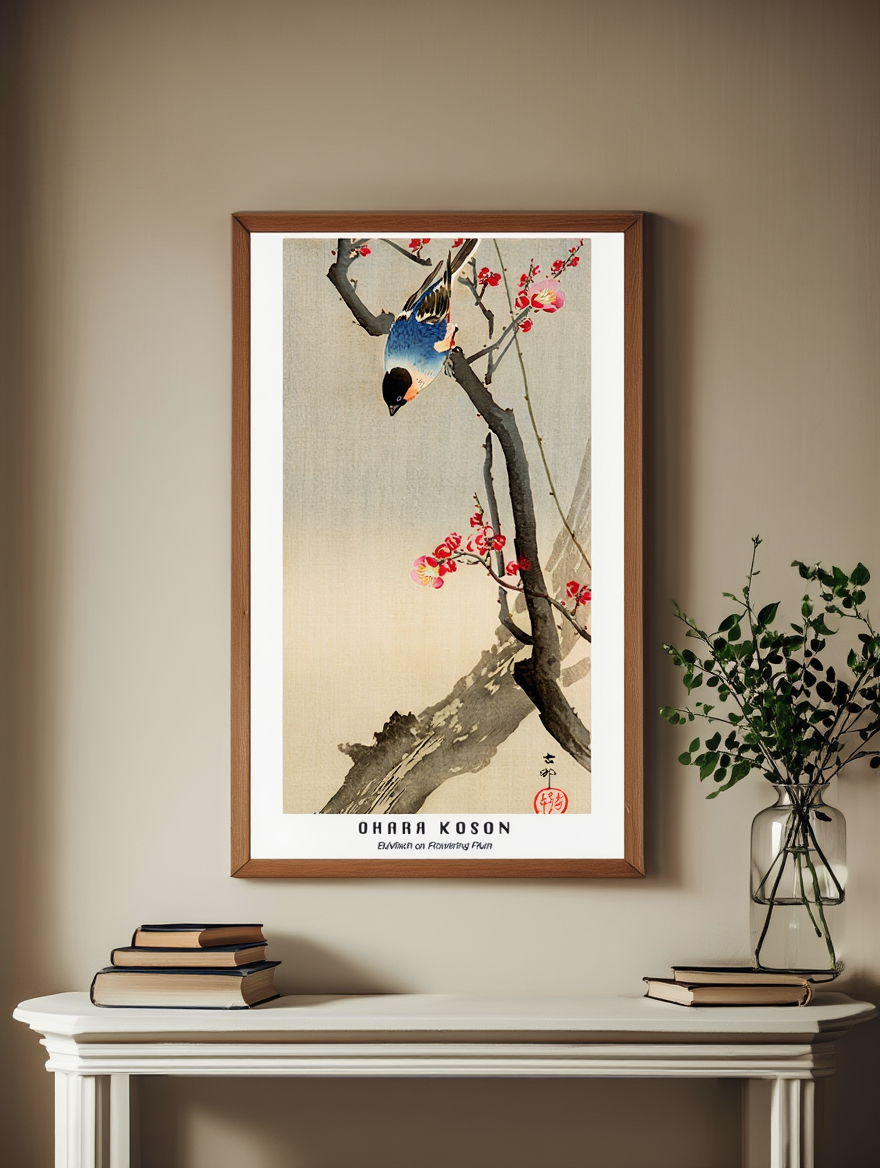 Ohara Koson - Bullfinch on Flowering Tree Poster