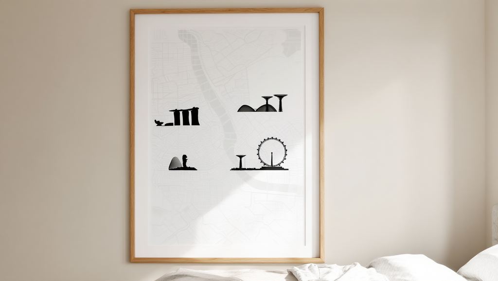 Singapore City Map Poster – Black and White Minimalist Wall Art Print